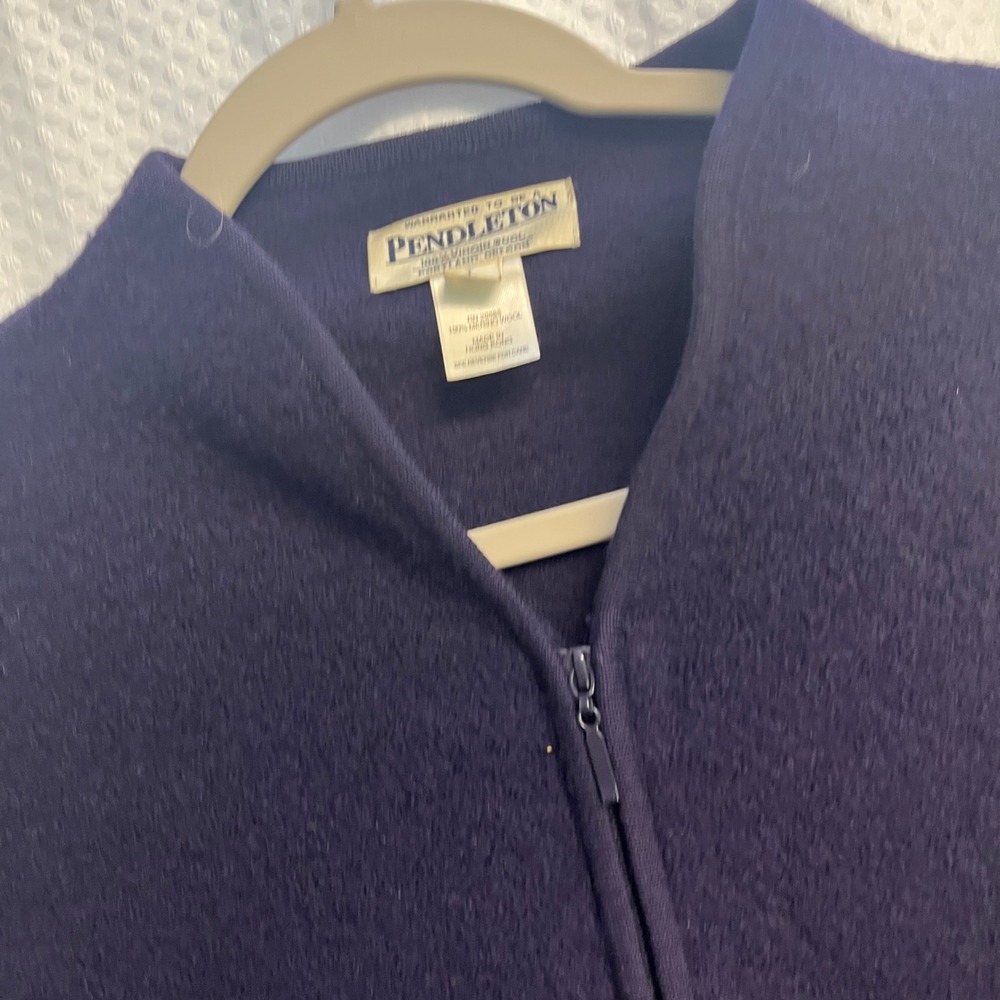 Vtg Pendleton Womens Purple 100% Merino Wool Full Zip Cardigan Sweater Large